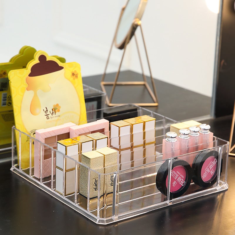 Transparent Desktop Organizer Acrylic Dust-Proof Cosmetics Storage Box Multi-Functional Flip-Top Plastic Lipstick Storage Box - Image 5